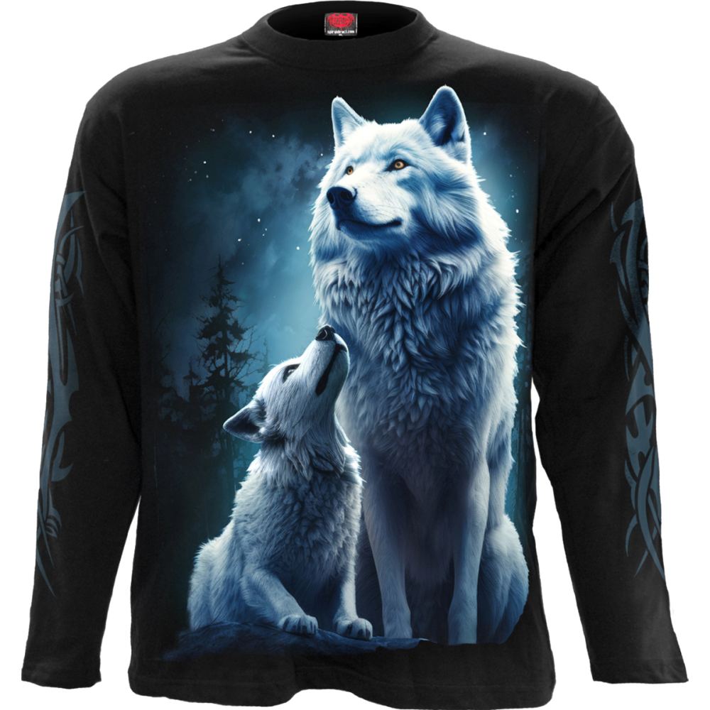 Spiral - Wolf Guardian Lange ärmel top - Schwarz